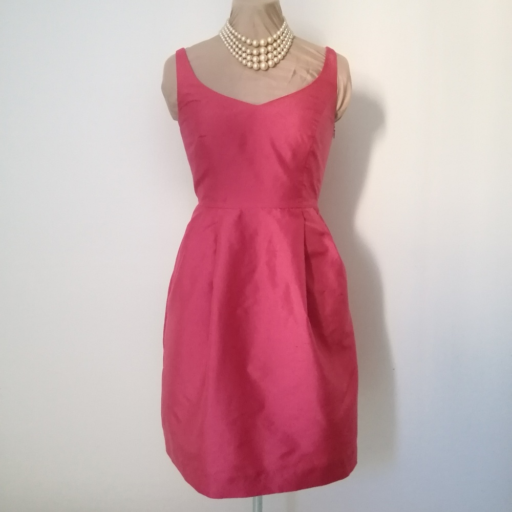 Ann Taylor coral silk sheath sleeveless dress 2